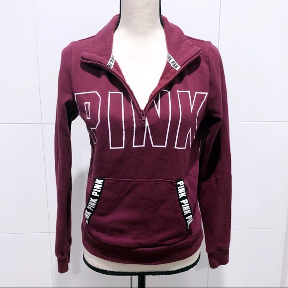 PINK Victoria's Secret Sweaters - PINK VS red maroon pullover with halfway zipper